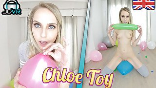 Balloon Popping - Cute Teen Nude Solo With Chloe Toy