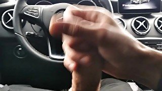 Jerking off my Big Fat Cock in the car, until I came in the parking lot