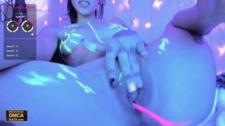 Gia_Baker Neon Painting and Pussy Rubbing