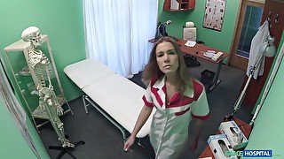 Kinky nurse records herself as she rides her patients large cock