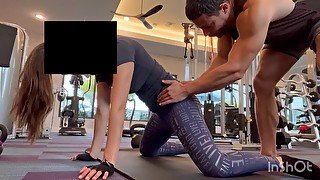 Voyeur caught trainer teaching young latina yoga teen how to stretch and arch her back for fucking