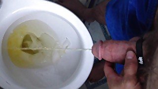 pissing in toilet wearing dude cock ring piss is bliss