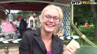 Racy blond Russian Kathleen Pitts in public place