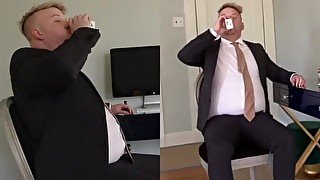 Exploding Office Jock BLIMPS Out of Suit - (Inflation)