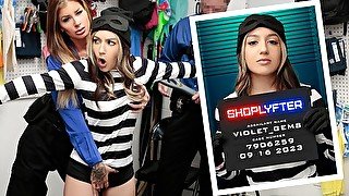 Violet Gems Gets Caught Shoplifting In The Mall While Wearing A Burglar Costume - Shoplyfter