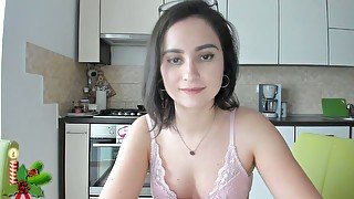 Teen masturbating while cooking