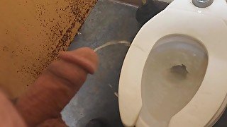 Peeing at work with boner