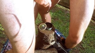 Two Straight Redneck Cowboys Blow Cum Loads On Tobacco Tin & Boots Outside