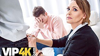 TUTOR4K. Instead of geometry lesson guy fucks tutor who is debtors mom