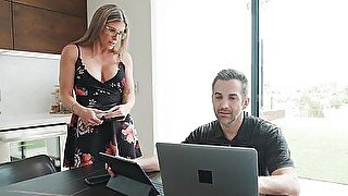 Hot big titted MILF stepmother Cory Chase in glasses turns to her stepson