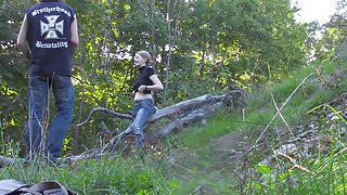 Passionate couple porn scenes in the desolate woods