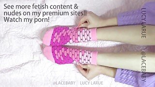 Putting On Pink Mermaid Socks Tease