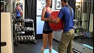 Gorgeous blonde amateur gets plowed by her trainer after a workout session.