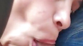 Cum slit wife blowjob in car