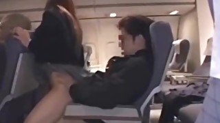 Airplane geek fucks girl and gives facial cumshot