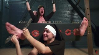 Crazy nuns Leya and Tonya tickle poor boy preview