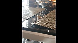 stepmom surprised stepson with great fuck under table