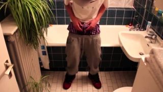 Uncircumcised skinny teen pee pants