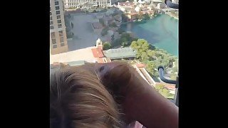 Vegas balcony blowjob from slutty wife