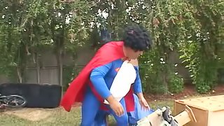 Ugly Fat Dude Makes A Parody Of Superman With Hot Babe Outdoors