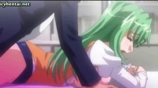 Anime babe gets fucked in group