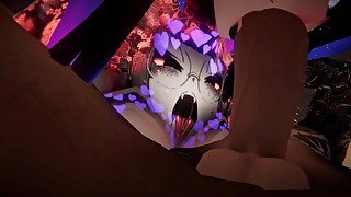 [VRChat] Ahegao Tattooed Gothic Mommy gives face fuck on Midnight Rooftop