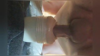 Fleshlight fuck underneath view