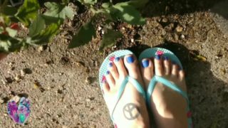 Foot Model Bella's Flip Flops Gardening Tour