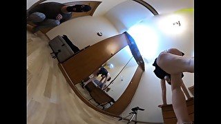 Crossed legs masturbation and standing up orgasm 360 2D VR