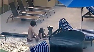 Couple caught fucking in the hotel jacuzzi