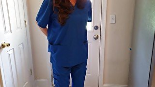 Nurse wetting her scrubs