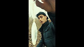 Middle eastern guy swallows cum from found friends condom and then big cums on eated condom