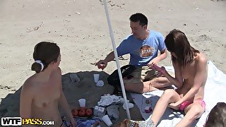 A company of studs in the real college fucking on the beach