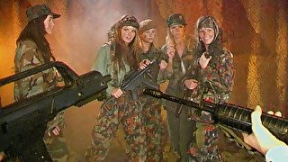 Hot like hell buxom soldiers undress to tease each other's wet teen pussies