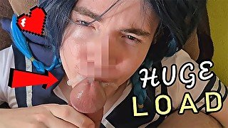 Cum Slut sucks fat cock and gets hot load into mouth - prettyboi2000x