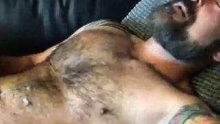 Hot Hairy Muscle Daddy Jerks Off for Me and Cums