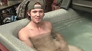 Skinnyfit Derrick Dickem masturbates after jacuzzi