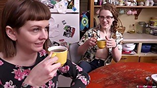 Horny dykes are playing with each others hairy pussy every time they are alone at home
