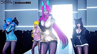 [MMD]BlackPink - Shut Down (Ahri/Xayah/Soraka/Gwen) [Clothed ver.]