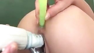 Asian School Babe Gets Twat And Butt Toyed In Classroom