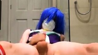 Another  Japanese teen CD cosplay masturbates