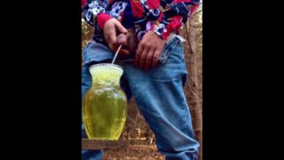 Piss jug fill up - see  Fan Club for extended vid with pour all over 