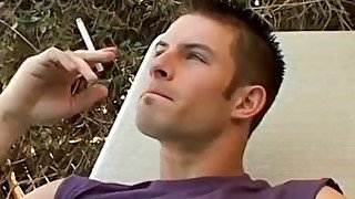 Smoking twink sucking cock by the pool