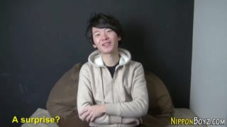 Japanese twink jerks cock