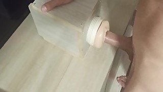 Rough fucking my fleshlight. Hands free cumshot