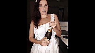 Natural Titties and curvy Aussie Redhead playing with Strawberries and Cream then squirts