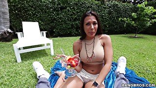 HD POV video of Rachel Starr being fucked outdoors in doggy