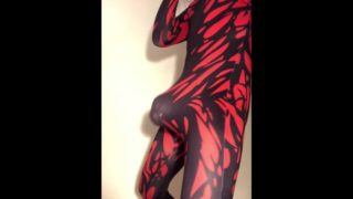 very short Video' 40 ** WANKING in BODYSUIT + heavy BALL WEIGHTS **