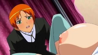 Anime  tit job in close-up with busty excited teeny