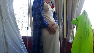 Granny tranny tents her nighty